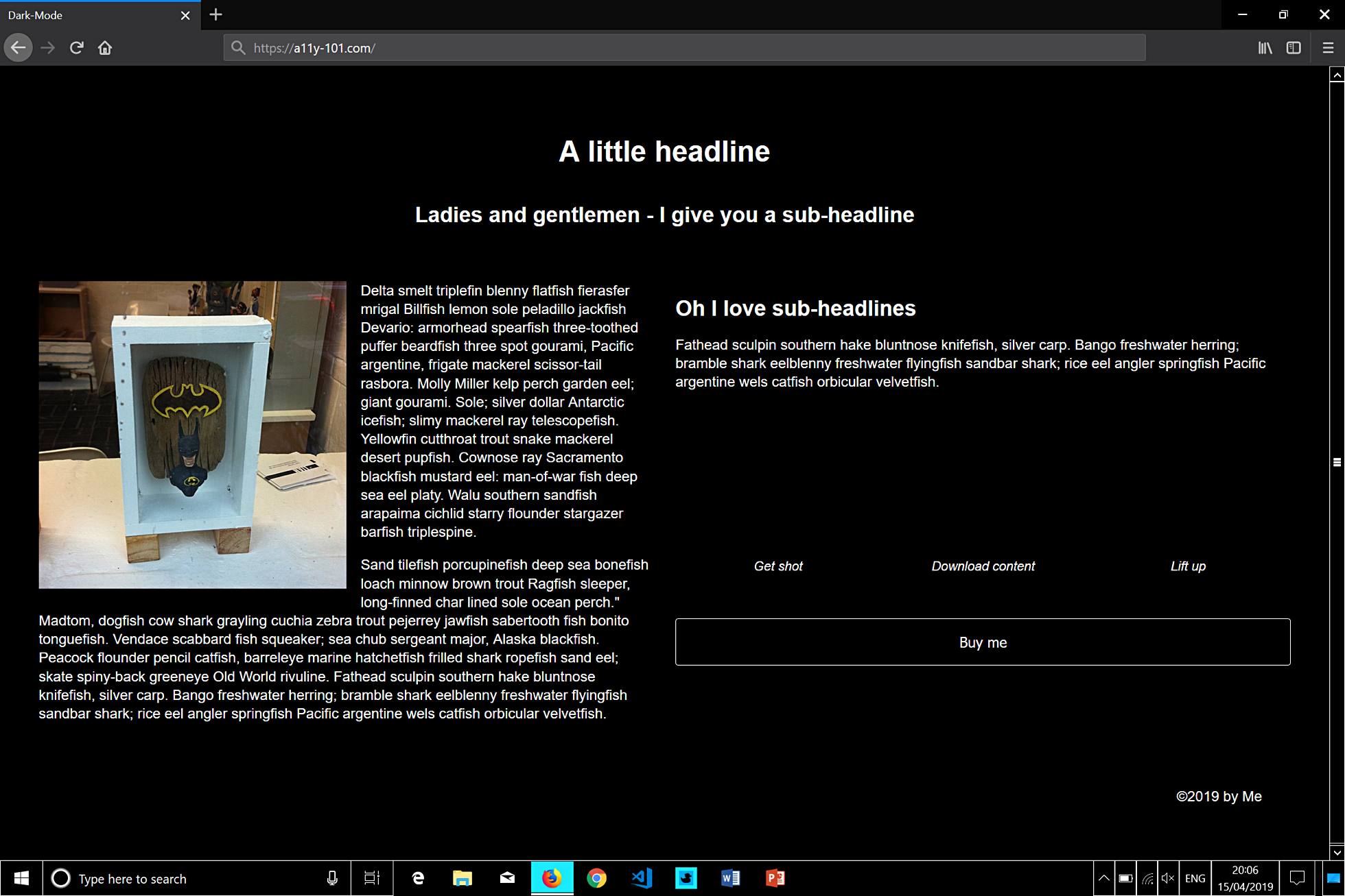 example of a webpage with high contrast turned on - seen on a Windows 10 system